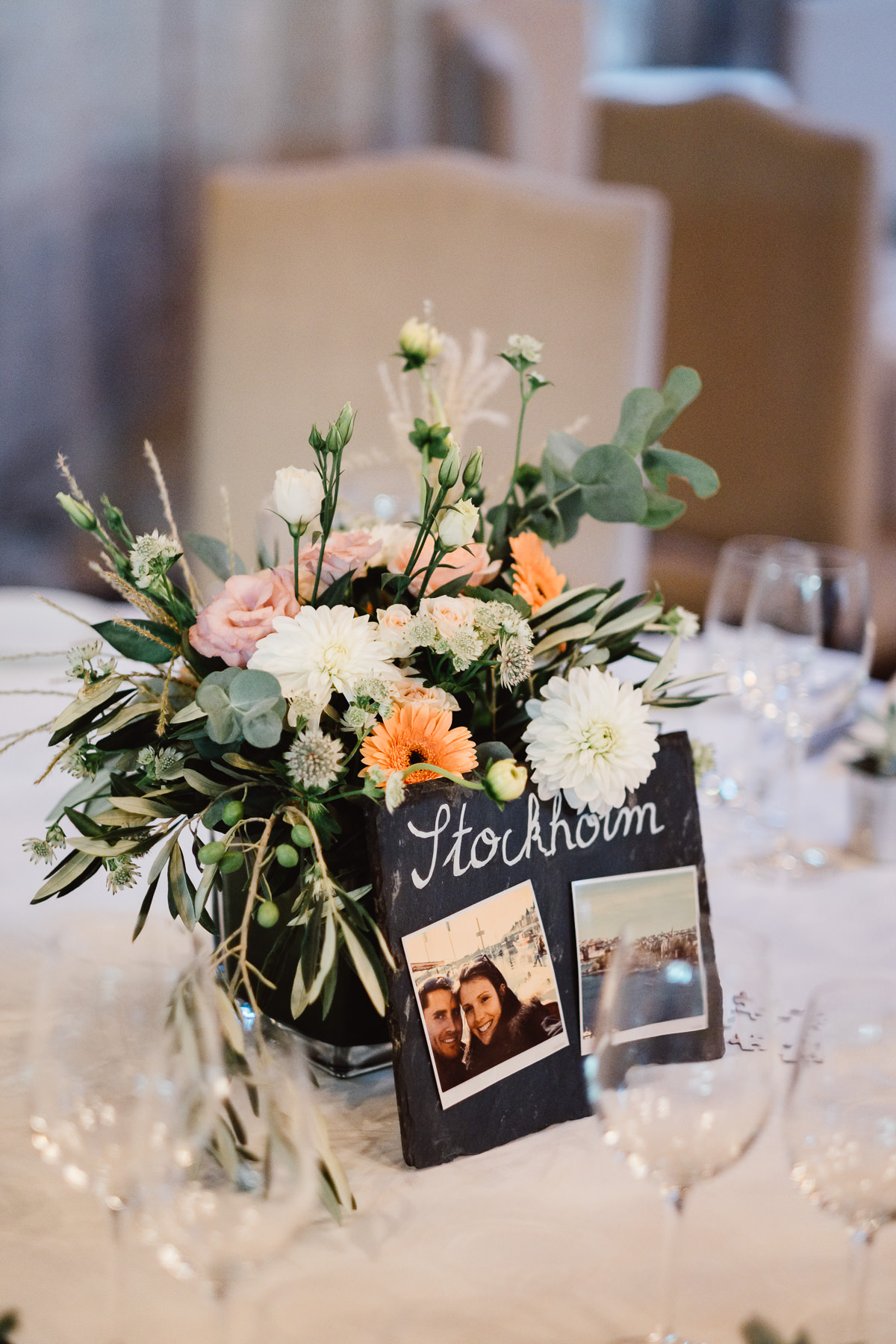 Centre de table mariage, décoration fleuriste Le Jardin en Ville (Aix-les-Bains)